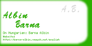 albin barna business card